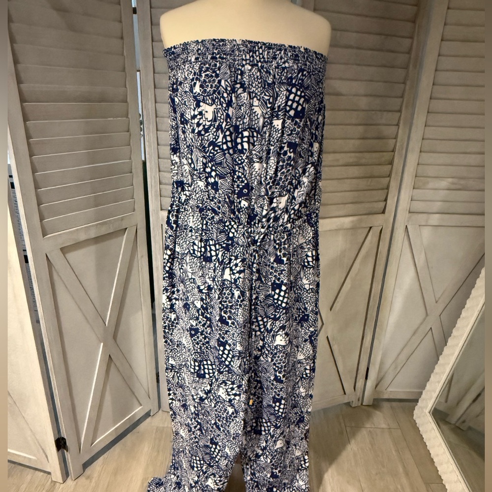 Lilly Pulitzer for Target Navy and White Patterned Jumpsuit